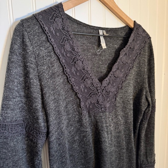 Monoreno Dark Gray Lace Long Sleeve Dress Women’s Size Medium - Picture 5 of 12